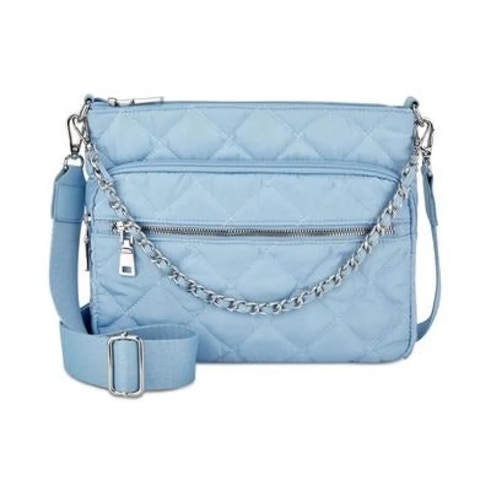 INC International Concepts Margeauxx Quilted Crossbody Bag, Light Blue, NWT